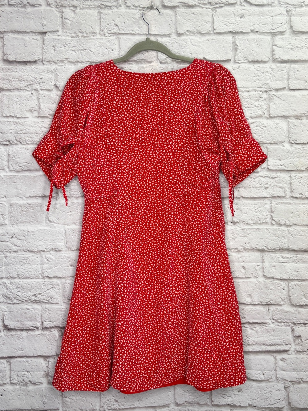 Madewell Womens Silk Button-Front Mini Dress In Park Picnic Size 4 Kilt Red - Picture 8 of 9